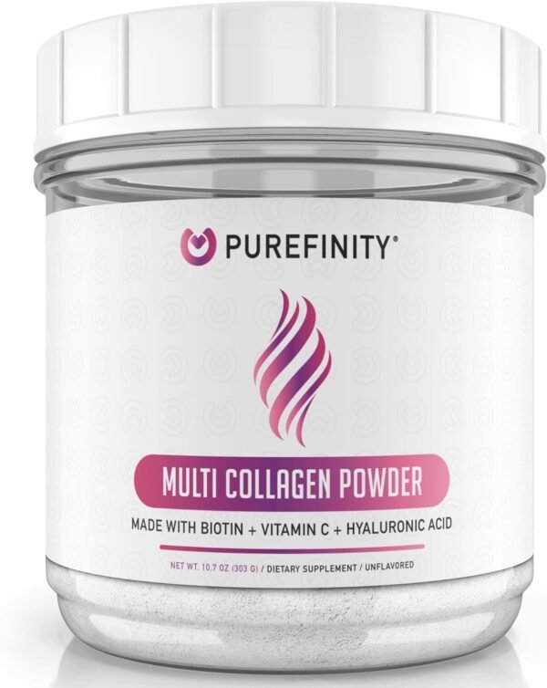 Multi Collagen Peptides Powder - Dissolving Collagen Powder Type I, II, III, V & X with Biotin & Vitamin C - Anti-Aging, Healthy Hair, Skin & Nails - Unflavored - Image 2