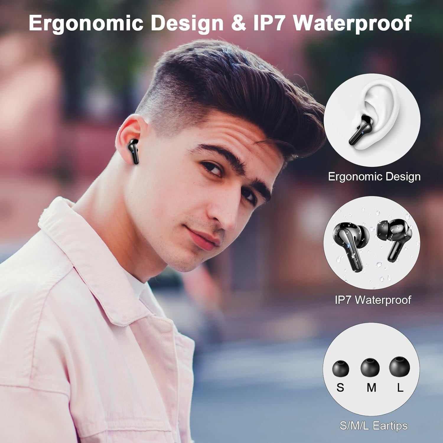 Wireless Earbuds, Bluetooth 5.4 Headphones Deep Bass Stereo, in-Ear Earphones with 4 ENC Noise Canceling Mic, 45H Playtime Dual LED Display Ear Buds, IP7 Waterproof Wireless Headphones for Android iOS - Image 8