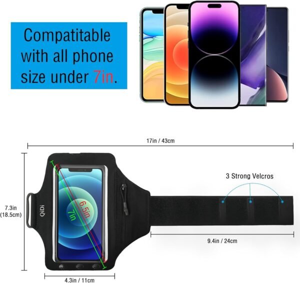 Running Armband with Air Pods Bag, Phone Holder for Running, Cell Phone Armband for iPhone 14 13 Pro 14 Plus Galaxy S23 S22 S21 S20, Water Resistant Sports Workouts Arm Band for Women & Men - Image 3