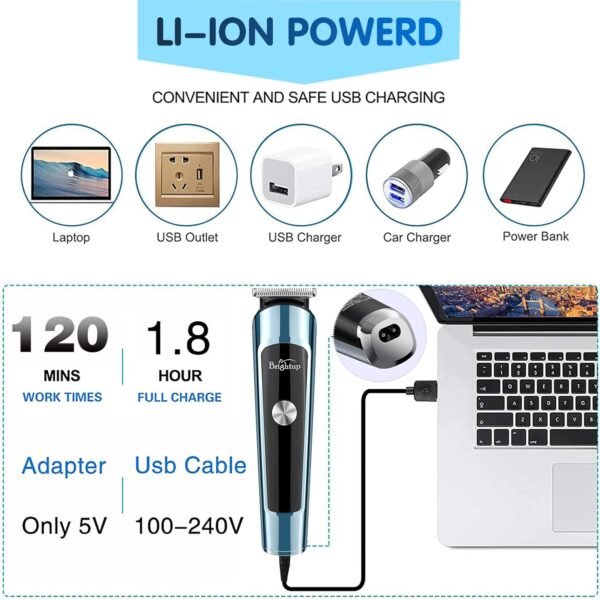 Brightup Beard Trimmer for Men, IPX7 Waterproof Mens Grooming Kit with Cordless Hair Clippers, Electric Razor with LED Display, Shavers for Mustache, Body, Face, Ear, Nose Hair Trimmer, Gifts for Men - Image 5