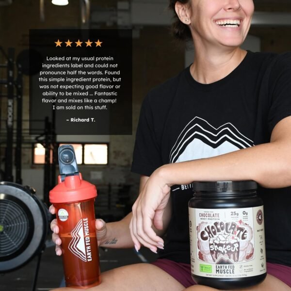 Earth Fed Muscle Chocolate Shakeup Grass-Fed Whey Protein Powder 2lb - 25g Protein Per Serving, No Fillers, Soy-Free, Non-GMO, Hormone-Free, Clean Ingredients for Smooth Blends & Recovery - Image 6