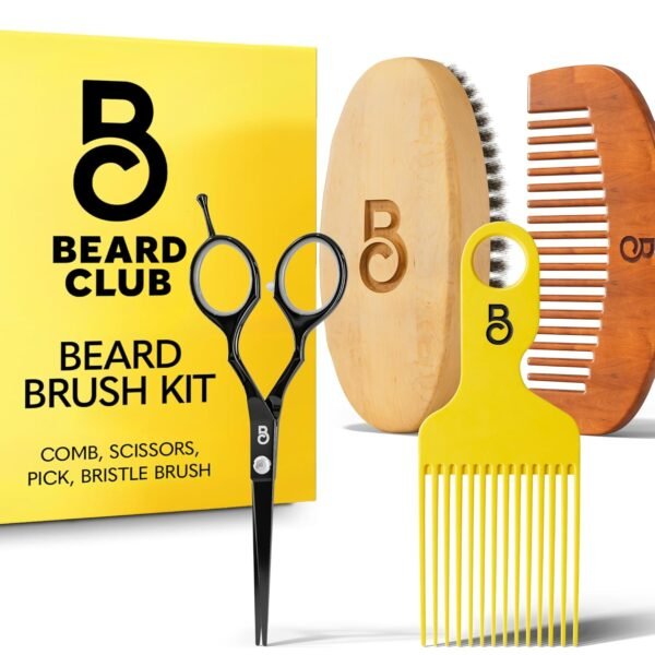 The Beard Club Beard Brush, Beard Pick, Beard Comb and Scissors - Beard Kit for Men Grooming and Care for Beards and Mustaches - Gift Set - Image 2
