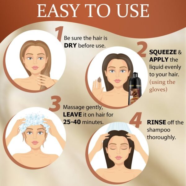 Light Brown Hair Dye Shampoo, 3 in 1 Argan Oil Hair Color Shampoo for Women Men, Long-Lasting & Natural-Looking Color, Easy to Use, Champu Para Canas, Para el Cabello, 500 Ml - Image 6