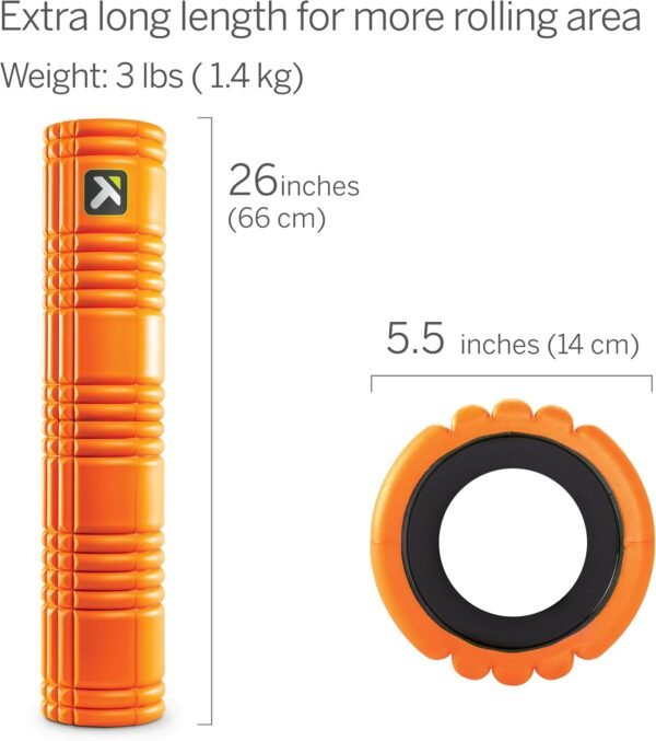 TRIGGERPOINT PERFORMANCE THERAPY GRID Patented Multi-Density Foam Massage Roller Exercise Deep Tissue Muscle Recovery - Relieves Muscle Pain & Tightness, Improves Mobility & Circulation (26"), Orange - Image 4