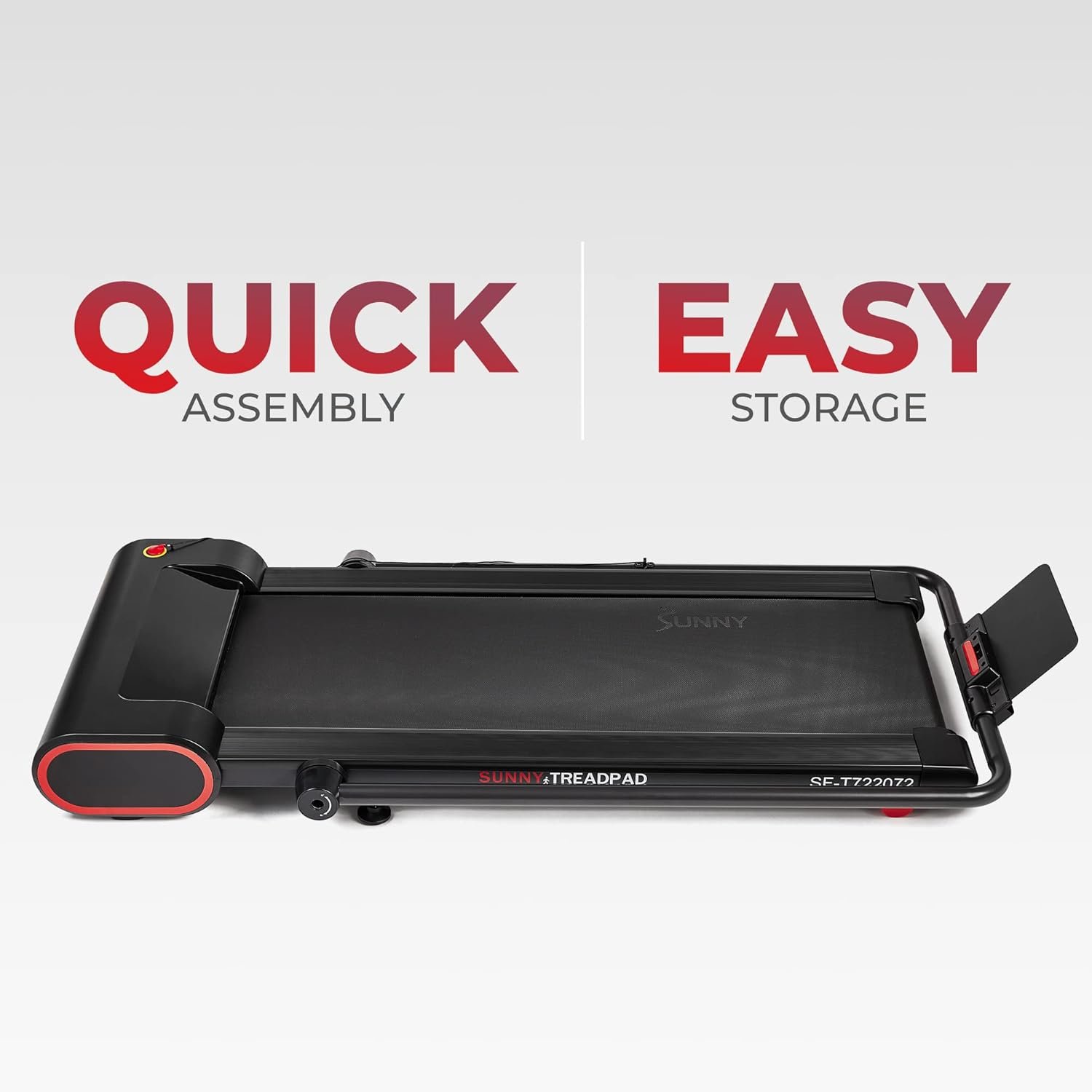 Sunny Health & Fitness Slim Under Desk Walking Compact Treadpad Treadmill with Remote Control, Digital Display, Shock Absorption, Optional Trekking Poles, Free SunnyFit App Bluetooth Connectivity - Image 5