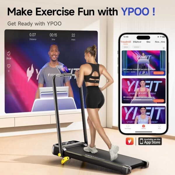Foldable Treadmill with Incline, Walking Pad with Handle Bar 3 Level Incline, Portable Folding Treadmills for Home/Office 300 Lbs Capacity, Quiet Desk Treadmill with Remote Control & APP - Image 7