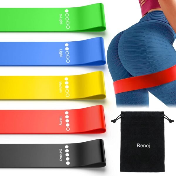 Renoj Resistance Bands for Working Out, Elastic Exercice Loop Bands for Physical Therapy, 5 Set of Stretch Bands for Booty Legs, with Instruction Manual and Carry Bag - Image 8