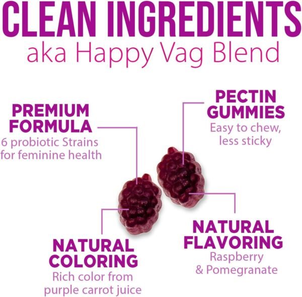 Probiotic Gummy for Women - Digestive Health Support, 3 Billion CFU Womens Probiotic for Vaginal pH, Urinary & Immune Support, 6 Diverse Strains w/ Cranberry, Non-GMO Probiotics - 60 Gummies - Image 7