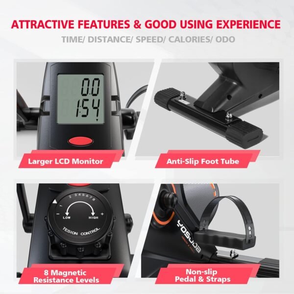 YOSUDA Under Desk Bike Pedal Exerciser - Magnetic Mini Exercise Bike for Arm/Leg Exercise, Desk Pedal Bike for Home/Office Workout - Image 7