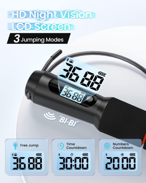 RENPHO Smart Jump Rope - APP Data Storage & Tracking & Analysis, Tangle-Free Jumping Rope for Men, Women, Skipping Rope with Counter, Adjustable workout Jump Ropes for Crossfit, Gym, MMA - Image 4