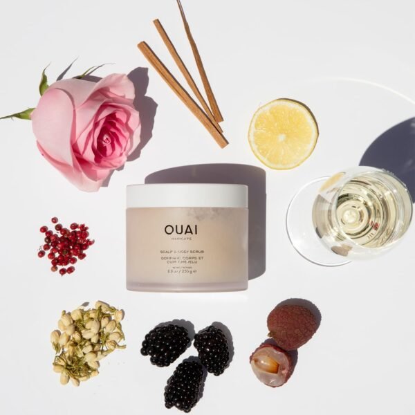 OUAI Scalp & Body Scrub, Melrose Place - Exfoliating Body Scrub with Sugar & Coconut Oil Blend for Smooth, Moisturized Skin - Gentle Scalp Scrub for Removing Product Build Up (8.8 Oz) - Image 7