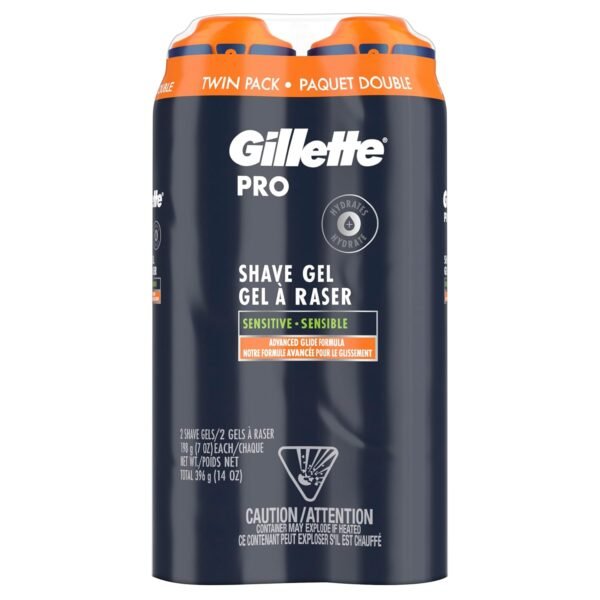 Gillette PRO Shaving Gel For Men Cools To Soothe Skin And Hydrates Facial Hair, TWIN PACK - Total 14oz, ProGlide Sensitive 2 in 1 Shave Gel - Image 8