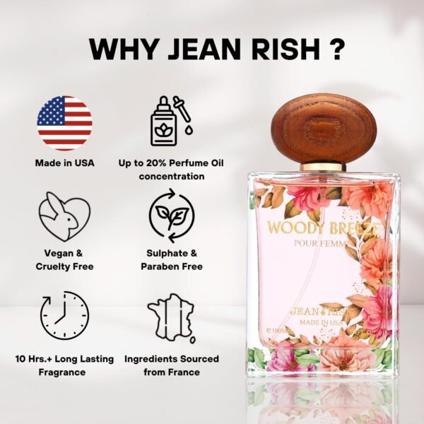 Jean Rish Woody Breeze Eau De Parfum - Perfume for Women (3.4 Fl Oz / 100ml) with Black Currant, Iris & Praline Notes - Long Lasting and Luxury Fragrance - Image 3