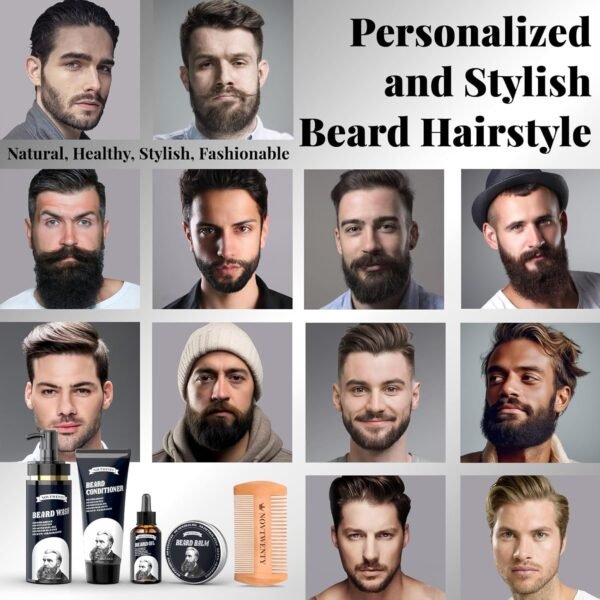 Beard Growth Kit - Mobiuty Men's Beard Care Kit with Natural Ingredients, Includes Beard Wash, Beard Oil, Beard Conditioner, Beard Balm and Beard Comb, Gift Set for Boyfriend Husband Fathers - Image 9