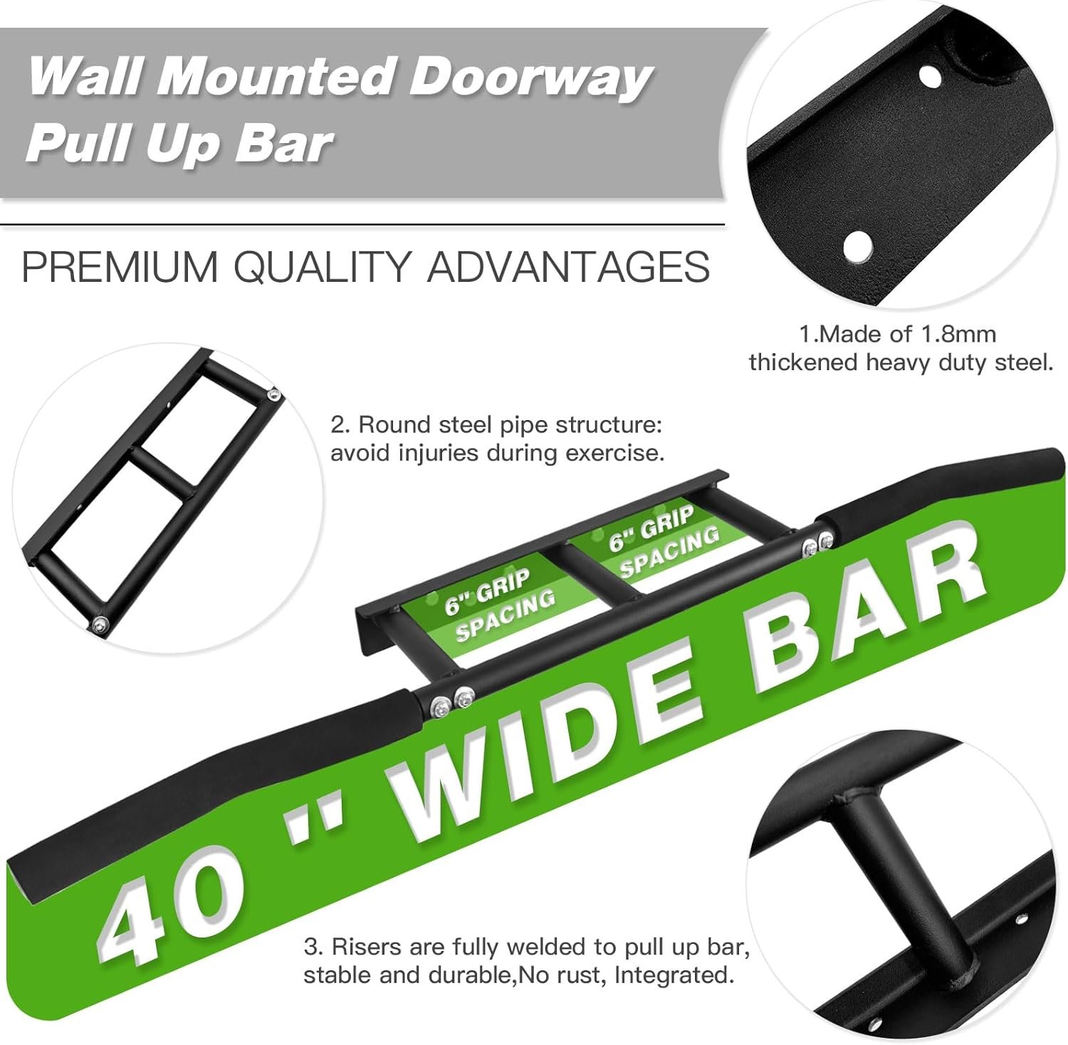 ATENTO Pull Up Bar, Chin Up Bars Ceiling Mount by Ultimate Body Press, Workout for Home Gym, Beam, Crossfit - Heavy-Duty, Foam Grip, Easy installation - Image 3