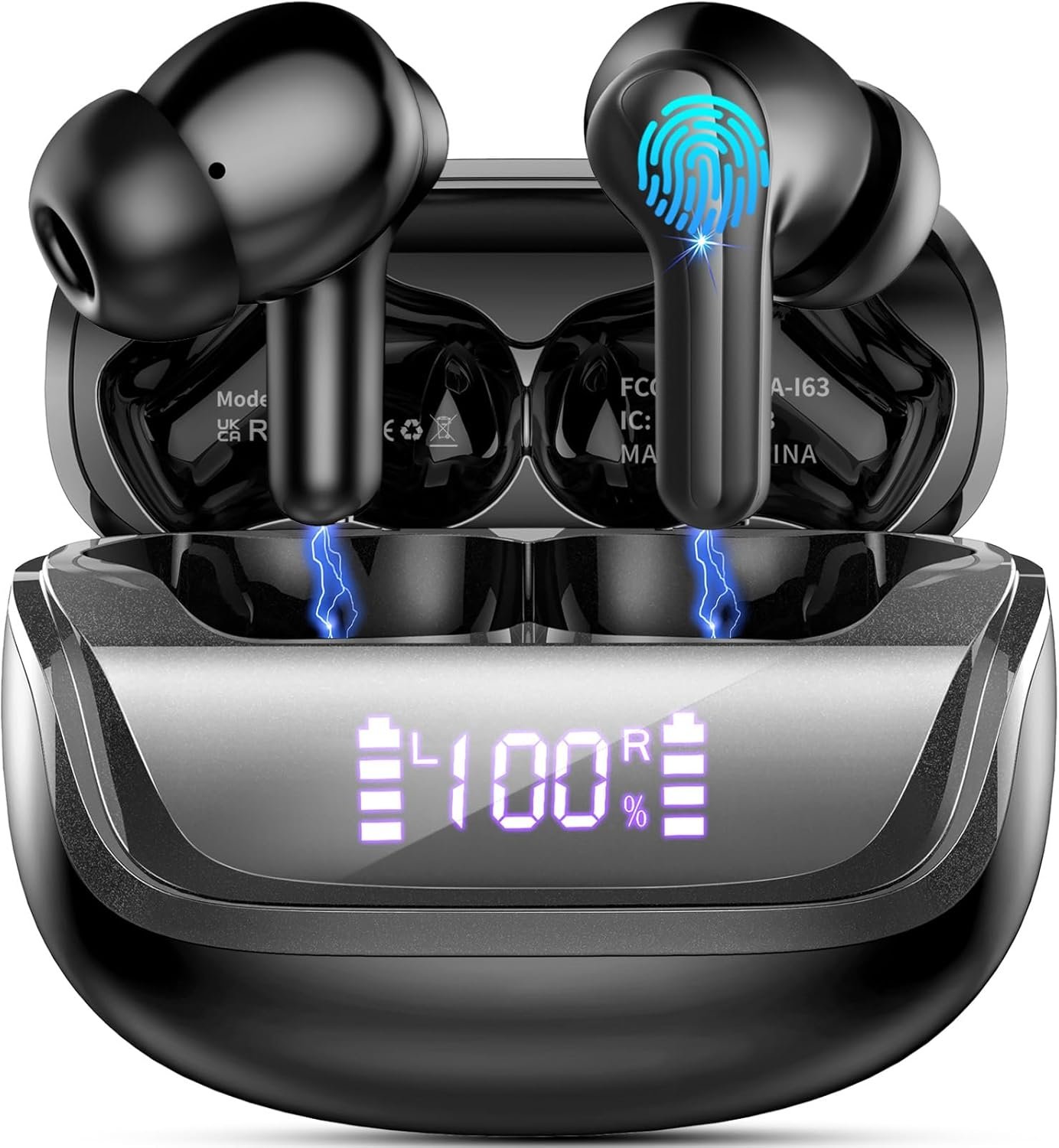 Wireless Earbuds, Bluetooth 5.4 Headphones Deep Bass Stereo, in-Ear Earphones with 4 ENC Noise Canceling Mic, 45H Playtime Dual LED Display Ear Buds, IP7 Waterproof Wireless Headphones for Android iOS - Image 2