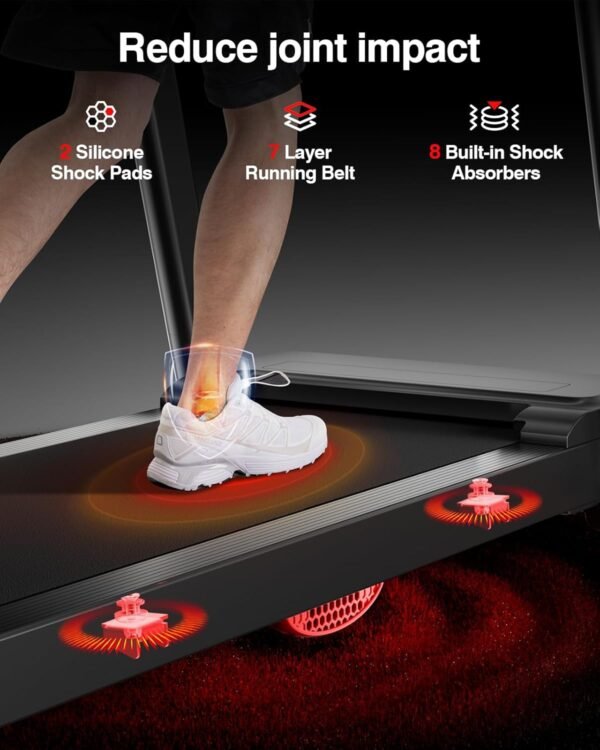 Treadmills for Home, 3.0HP Quiet Brushless Folding Treadmill with Heart Rate Sensor, Dual Cushion System, 300lbs Weight Capacity, Holder for Cup & Phone - Image 3
