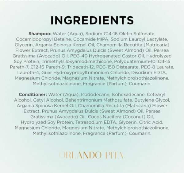 ORLANDO PITA Argan Oil Shampoo and Conditioner Set, 27 Fl Oz Value Pack- Premium Nourishing Hair Care for Men & Women - Professional Moisturizing, Anti Frizz, Hydrating Solution for Dry, Damaged Hair - Image 7