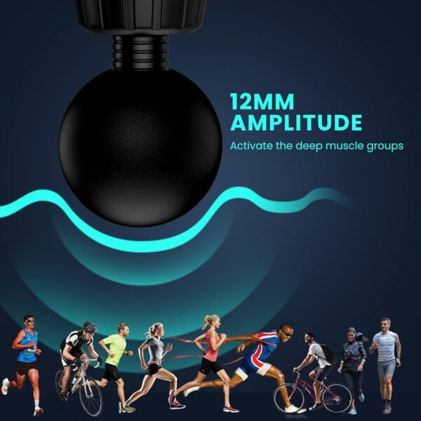 JQX Massage Gun Deep Tissue, High Percussion Back Neck Massager for Athletes, Handheld Muscle Massager Gun with 30 Speed Levels 9 Replacable Heads, Gift for Men & Women (Black) - Image 8