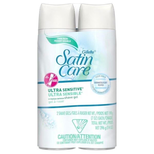 Gillette Satin Care Ultra Sensitive Shave Gel for Women, Pack of 2, 7oz Each, Frangrance Free - Image 9
