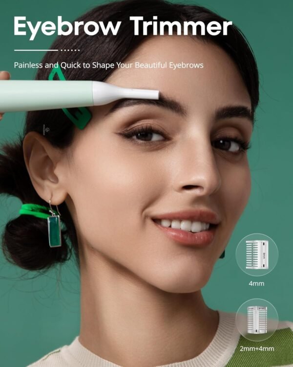 Nose Hair Trimmer for Women: Rechargeable 2 in 1 Ear Eyebrow Trimmer (Green) - Image 4