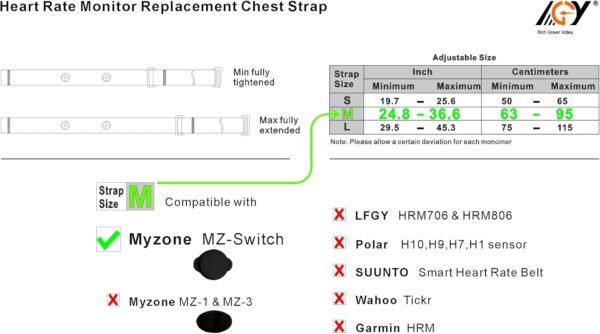 Heart Rate Monitor Chest Strap Fits for Myzone Replacement Strap Myzone MZ-Switch Belt - Image 2