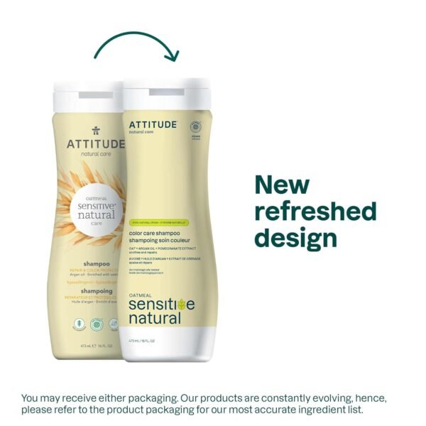 ATTITUDE Hair Shampoo for Sensitive Dry Scalp, EWG Verified, Soothing Oat, Protects Color, Naturally Derived Ingredients, Vegan and Plant-Based, Color Care, Argan Oil, 16 Fl Oz - Image 3
