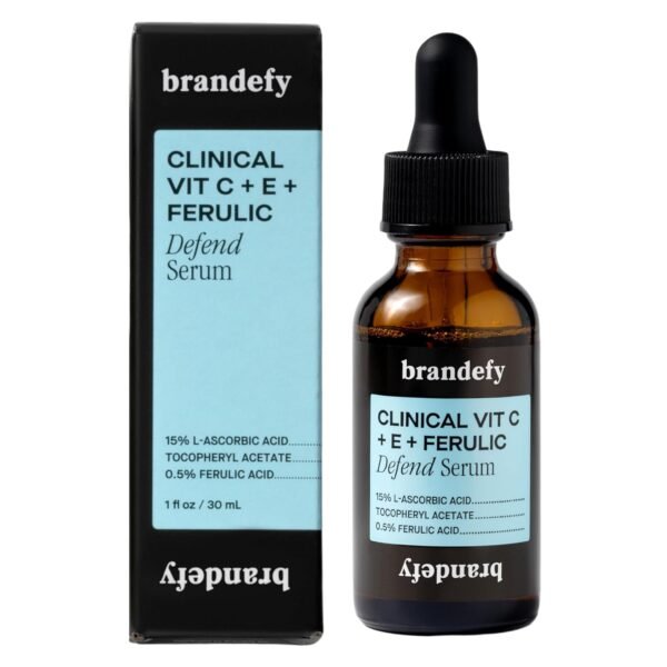 Brandefy Vitamin C Face Serum 15% L. Ascorbic Acid, Ferulic Acid .5% + Vitamin E for Self Care and Beauty, Face Dark Spot Corrector and Anti Aging 1oz, Made In The USA - Image 2