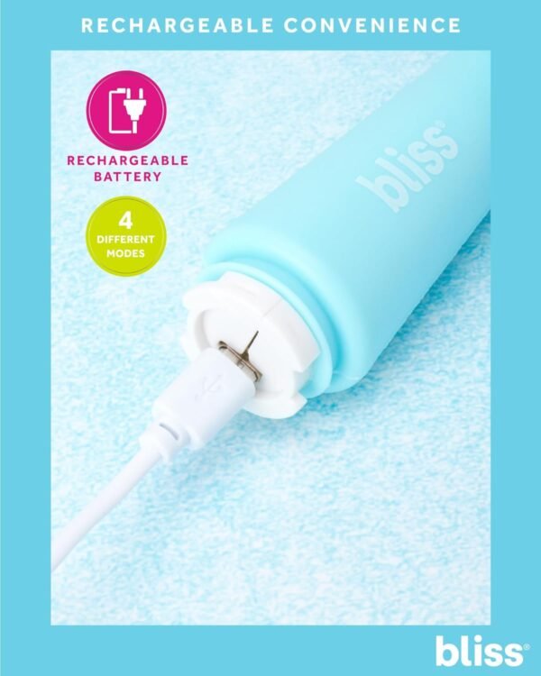 Bliss Facial Cleansing Brush - Electric Silicone Face Scrubber - Facial Massaging and Rejuvenating Skin Scrubber with 4 Modes, Size, Light Blue - Image 6