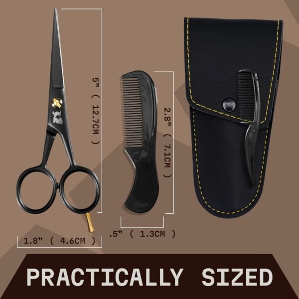Striking Viking 5-Inch Professional German Beard & Mustache Scissors – Men’s Mustache Grooming Kit for Trimming Facial Hair with Beard Comb, Mustache Comb & Carry Case - Image 8