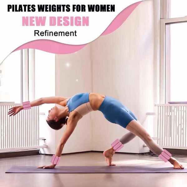Ankle Weights for Women Wrist Weight: Adjustable Arm Weight Set for Yoga Barre Walking Pilates Aerobics Pool Exercise, Pack of 2, 2Lbs, Pink - Image 3