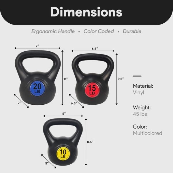 BalanceFrom Wide Grip Kettlebell Exercise Fitness Weight Set, Multiple Sizes - Image 3