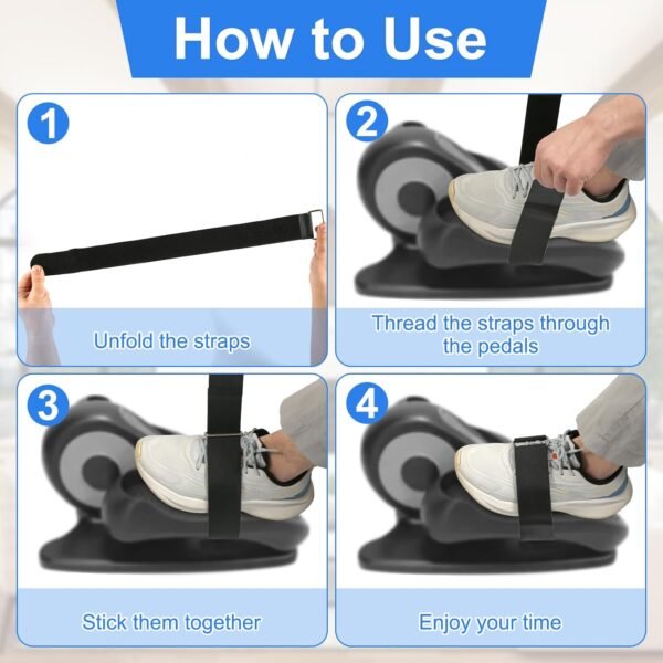 Elliptical Machine Pedal Straps, Universal Adjustable Leg Exerciser Pedal Straps for Rowing Machine Leg Training Peddler Seniors Fitness Sports Accessories Home Office Supplies - Image 4