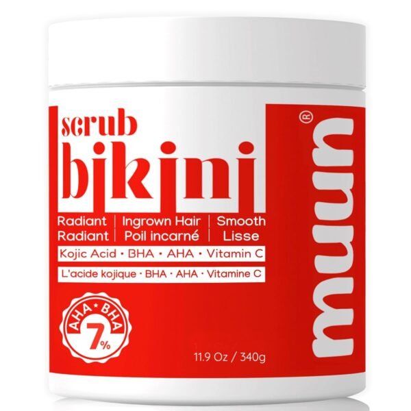 Bikini Area Exfoliator, 2% Kojic Acid Vitamin C & 7% AHA/BHA Even Skin Tone & Ingrown Hair - Underarm Scrub - Radian, Smoothe & Soften Body Scrub - Image 2