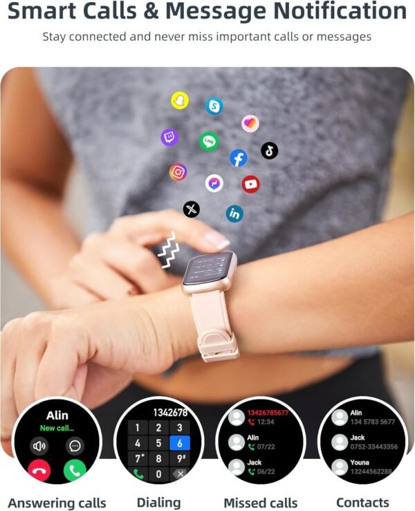 Parsonver Fitness Tracker with Step Counter/Calories/Stopwatch, Health Activity Tracker with Heart Rate Sleep Monitor, IP68 Waterproof Smart Watch 110+ Sport Modes Pedometer Watch for Women, Rose Gold - Image 7