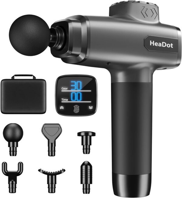HeaDot Deep Tissue Muscle Therapy Gun for Athletes, Percussion Body Muscle Massager with 30 Speeds,6 Types of Massage Heads, Handheld Massager for Shoulder Neck Back Pain Relief (Carbon) - Image 2
