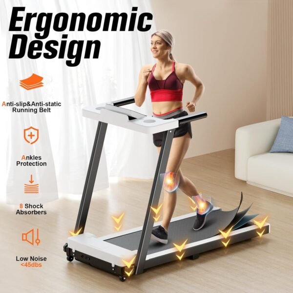 Folding Treadmill, 300LBS Capacity Compact Running Machine with LED Display, 3.0HP for Walking, Jogging & Running, Portable Treadmills for Home & Office Use - Image 4