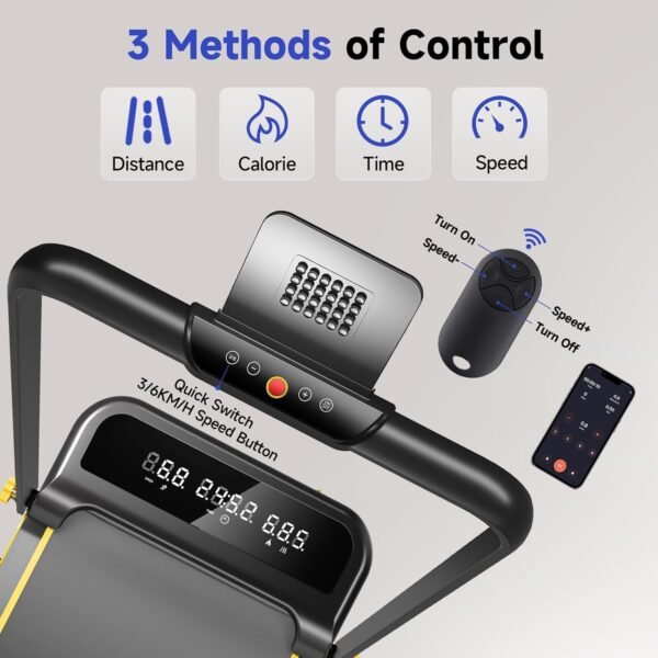 Foldable Treadmill with Incline, Walking Pad with Handle Bar 3 Level Incline, Portable Folding Treadmills for Home/Office 300 Lbs Capacity, Quiet Desk Treadmill with Remote Control & APP - Image 5