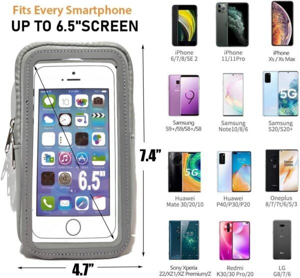 Elastic fit Phone Armband for Running,Walking for Phone,Outdoor Sports Multifunctional Armband Waterproof Running Sports Fitness Mobile Arm Bag,fit iPhone15/14/13Pro Max,Galaxy EdgeS24 and More Size - Image 7