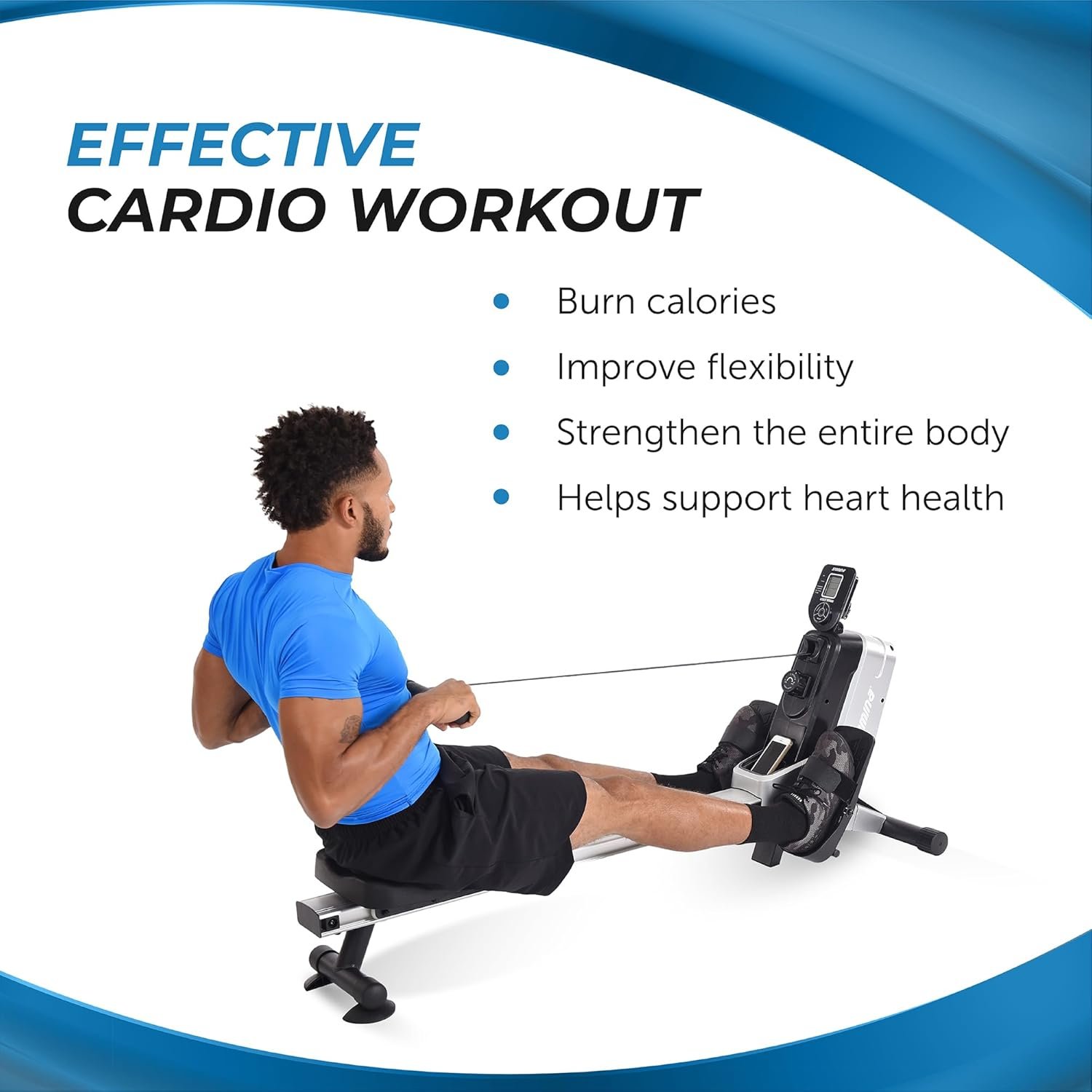 Stamina Magnetic Rower - Rower Machine with Smart Workout App - Rowing Machine with Magnetic Resistance for Home Gym Fitness - Up to 250 lbs Weight Capacity - Image 5