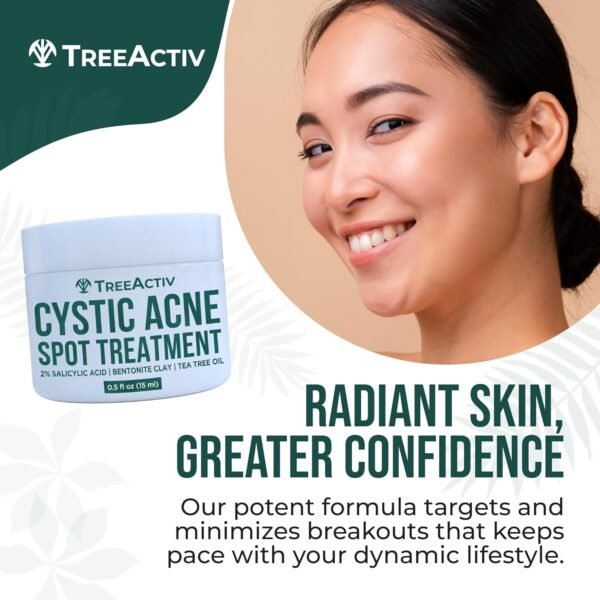 TreeActiv Salicylic Acid Cystic Acne Spot Treatment, 0.5 fl oz, Acne Treatment for Face, Acne Spot Cream, Hormonal Acne Treatment, Acne Spot Treatment for Face and Body, Acne Cream for Teens & Adults - Image 4