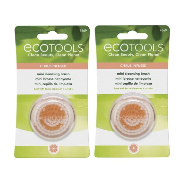 EcoTools Mini Facial Cleansing Brush, Infused with Citrus, Boosts Collagen, Safe for Sensitive Skin, Exfoliates & Clean Pores, Travel Sized, Ecofriendly, Vegan & Cruelty-Free, 2 Count - Image 3