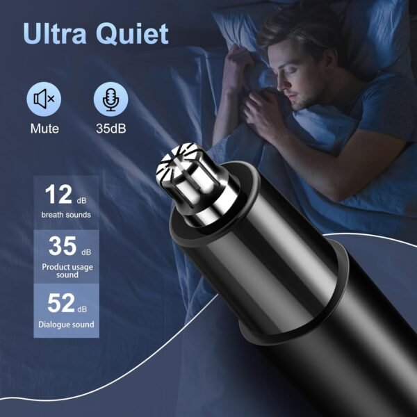 Rechargeable Ear and Nose Hair Trimmer -Professional Painless Eyebrow & Facial Hair Trimmer for Men Women, Nose Hair Trimmer for Men (Black) - Image 10