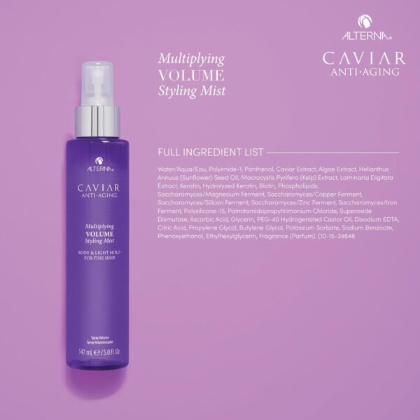 Alterna Caviar Anti-Aging Multiplying Volume Styling Mist, 5 Ounce, For Fine, Thin Hair, Light Hold, Sulfate Free - Image 5