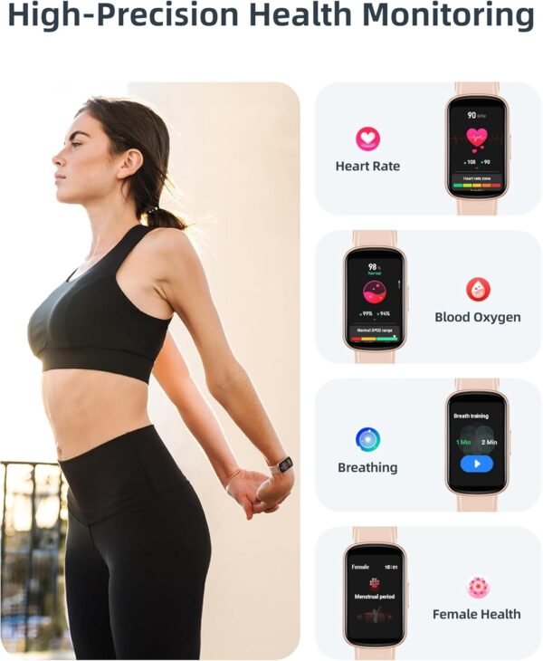 Parsonver Fitness Tracker with Step Counter/Calories/Stopwatch, Health Activity Tracker with Heart Rate Sleep Monitor, IP68 Waterproof Smart Watch 110+ Sport Modes Pedometer Watch for Women, Rose Gold - Image 4