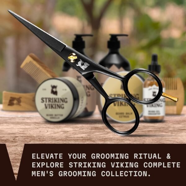 Striking Viking 5-Inch Professional German Beard & Mustache Scissors – Men’s Mustache Grooming Kit for Trimming Facial Hair with Beard Comb, Mustache Comb & Carry Case - Image 6