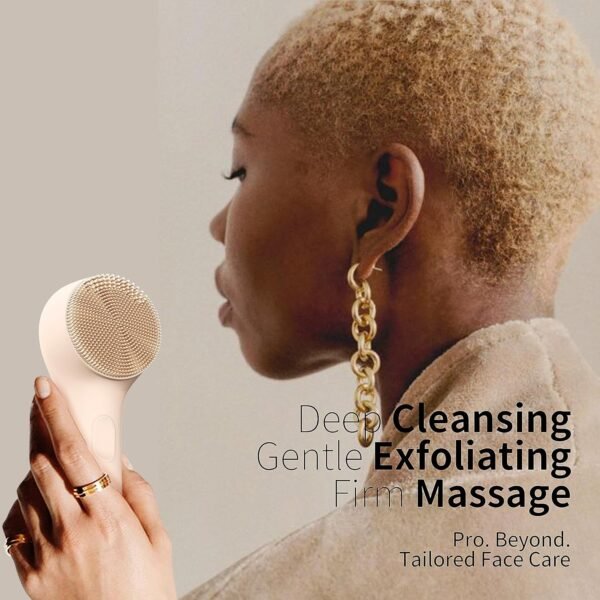 Silicone Face Scrubber, NågraCoola CLIE 2.0 Facial Cleansing Brush, Rechargeable, Waterproof Face Scrub Brush for Cleansing, Exfoliating, Massaging, Electric Facial Exfoliator for Women and Men - Oat - Image 6