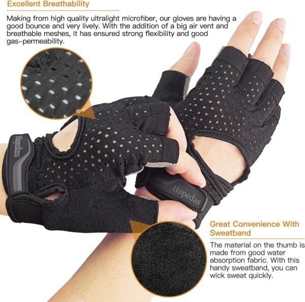 Workout Gloves Weight Lifting Gloves Palm Support Protection for Men Women, Exercise Gloves Sports for Training, Fitness, Gym, Black - Image 5