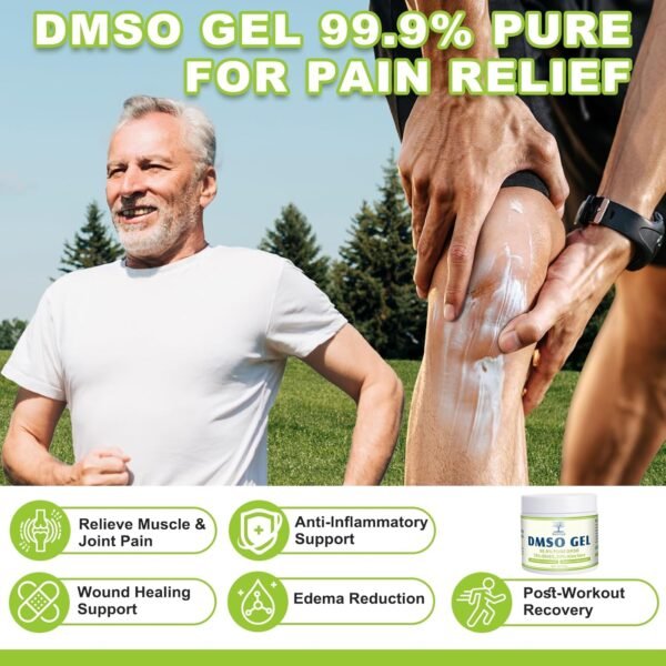 DMSO Gel with Aloe Vera, DMSO Gel 99.9 Pure for Pain Relief, DMSO Pharmaceutical Grade, Muscle & Joint Comfort, Relieve Inflammation, Reduces Swelling, Low Odor, Non-Gresay, 5 Oz - Image 4