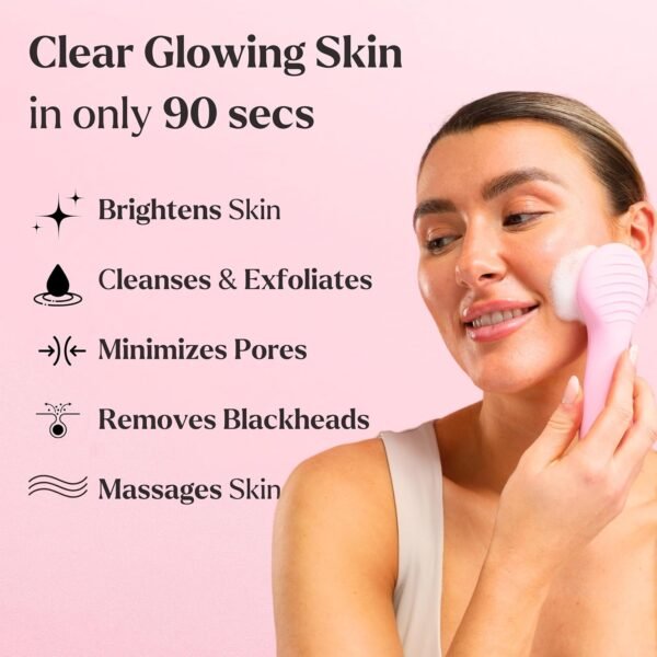 Facial Cleansing Brush - Valentines Gift - for Deep Cleansing, Gentle Exfoliating and Massaging - Waterproof and Rechargeable Face Cleanser Brush - Valentine Gifts for Women, Galentines Day Gifts - Image 3